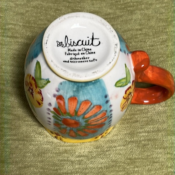 Biscuit for Anthropologie Coffee Mug or Cup 10 oz Sunflowers Pansies Colorful! - Picture 8 of 12